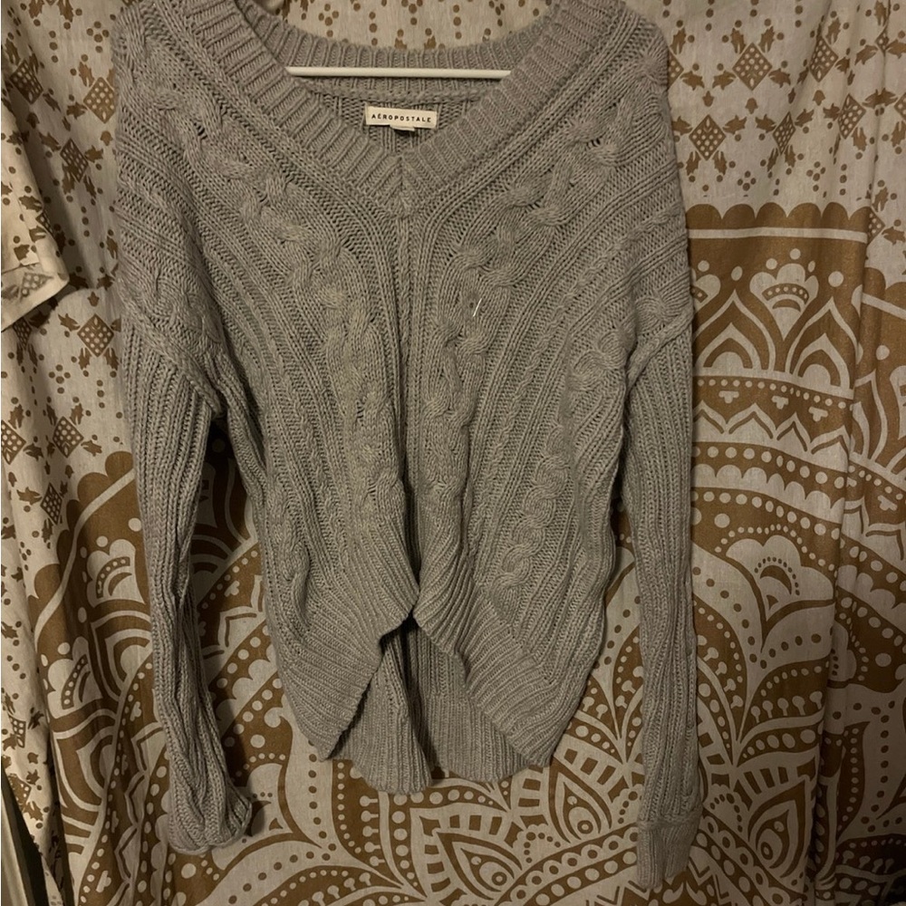 Aeropostale Heather Gray V-Neck Sweater